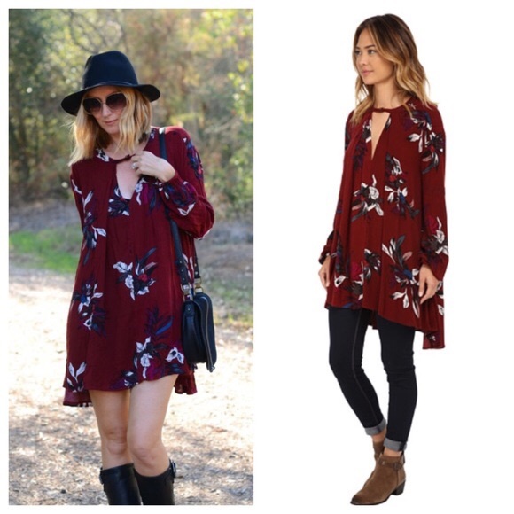 Free People Maroon Swing Top - Small - Picture 1 of 4